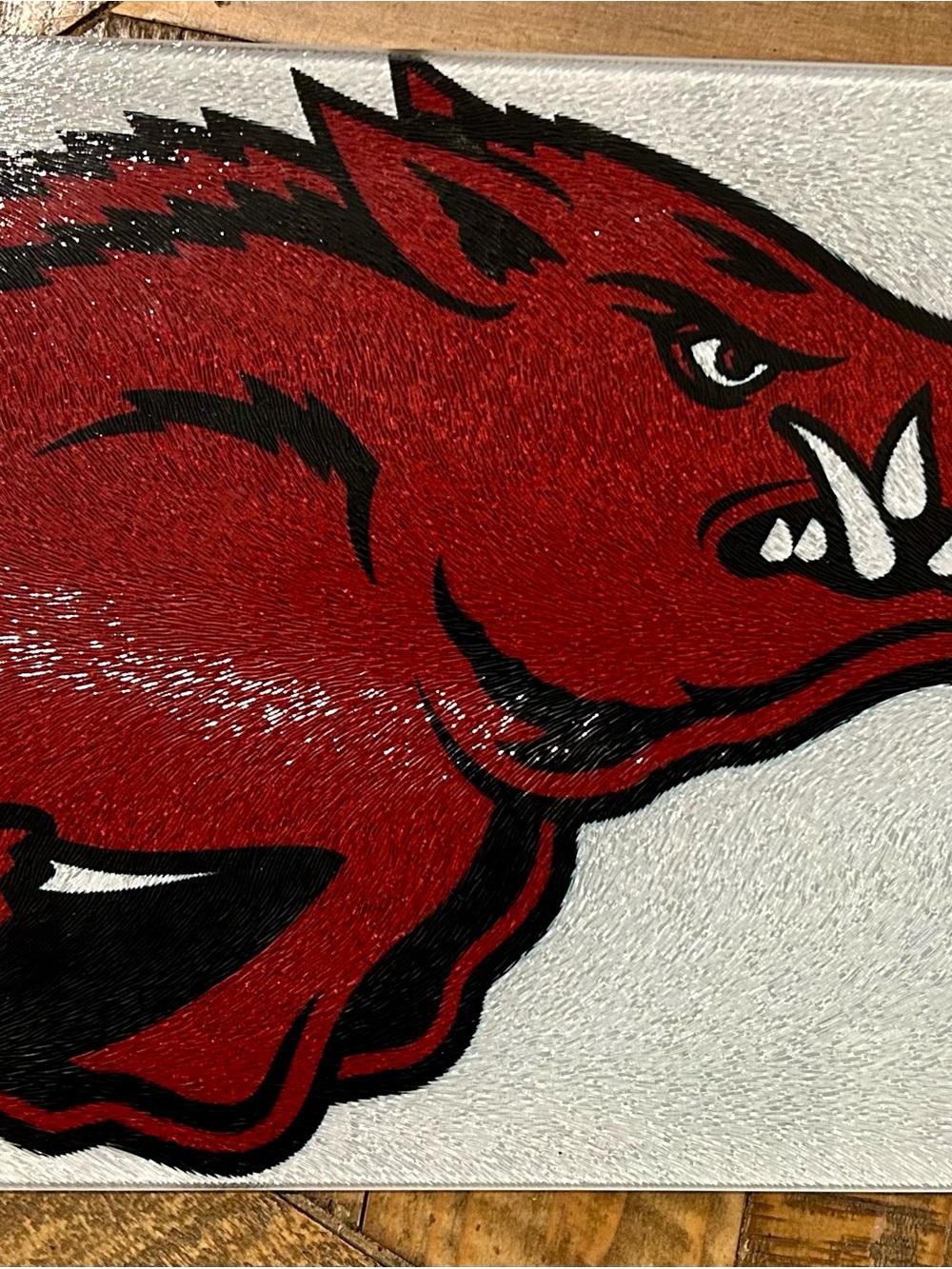 Arkansas Razorback Glass Cutting Board NCAA